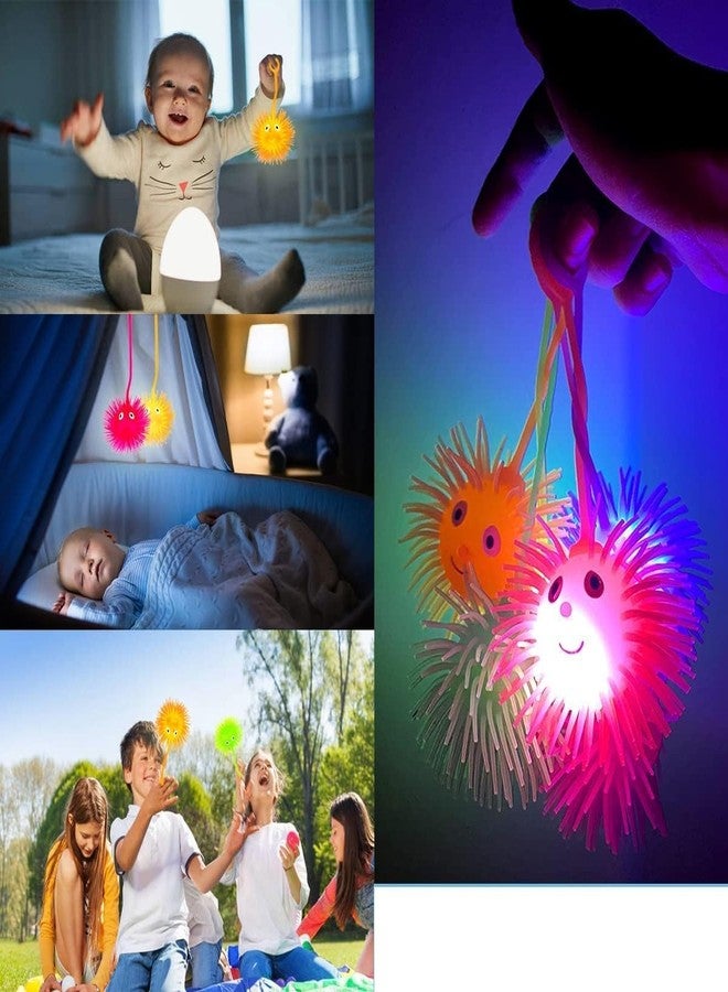 Munmoll Flashing Light Puffer Squishy Ball Toys for Toddlers Babies | Smile Face Silicone Puffer Ball with Flashing Light | Indoor Outdoor Spiky Fidget Sponge Balls Pack of 2 Multicolor - Image 4